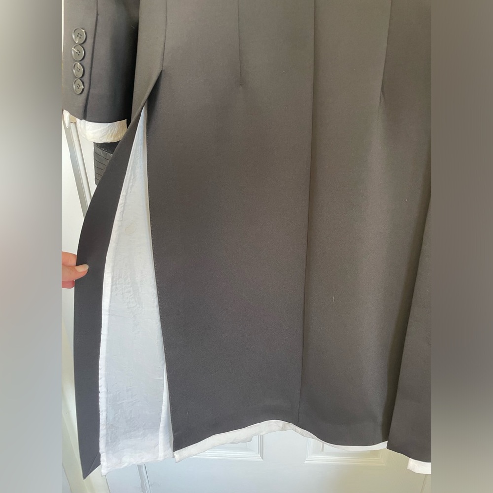 One of a kind, custom made white silk lined blazer trench - Picture 13 of 15